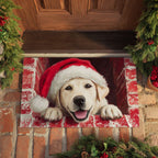 Santa Peek Lab Doormat - Seasonal Holiday Design | Printed Welcome Doormat