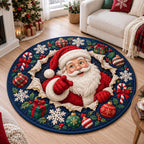 Santa Pop Out Round Mat Rug - Seasonal Design | Festive Home Decor - washable non-slip printed rug
