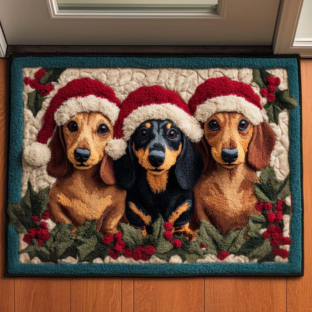 Santa Pups Doormat - Seasonal Holiday Design | Printed Welcome Doormat