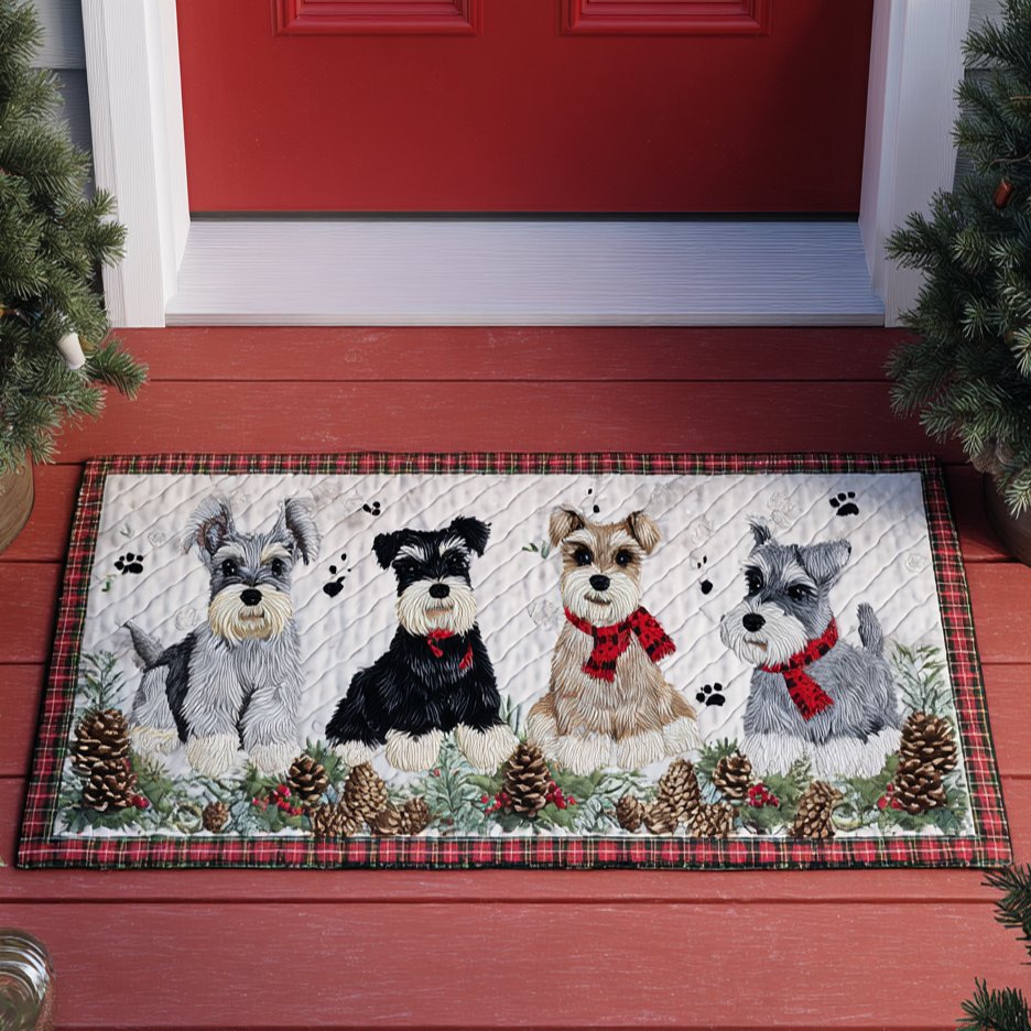 Santa Schnauzer Doormat - Seasonal Holiday Design | Printed Welcome Doormat