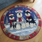 Santa Schnauzer Night Christmas Round Mat Rug - washable non-slip printed rug