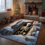 Santa Secret Tomb area rug in a living room