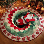Santa Sleigh Christmas Round Mat Rug - washable non-slip printed rug