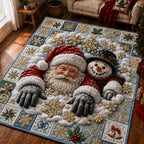 Santa Snowfall area rug in a living room