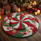 Santa Sweet Spin Christmas Round Mat Rug - washable non-slip printed rug
