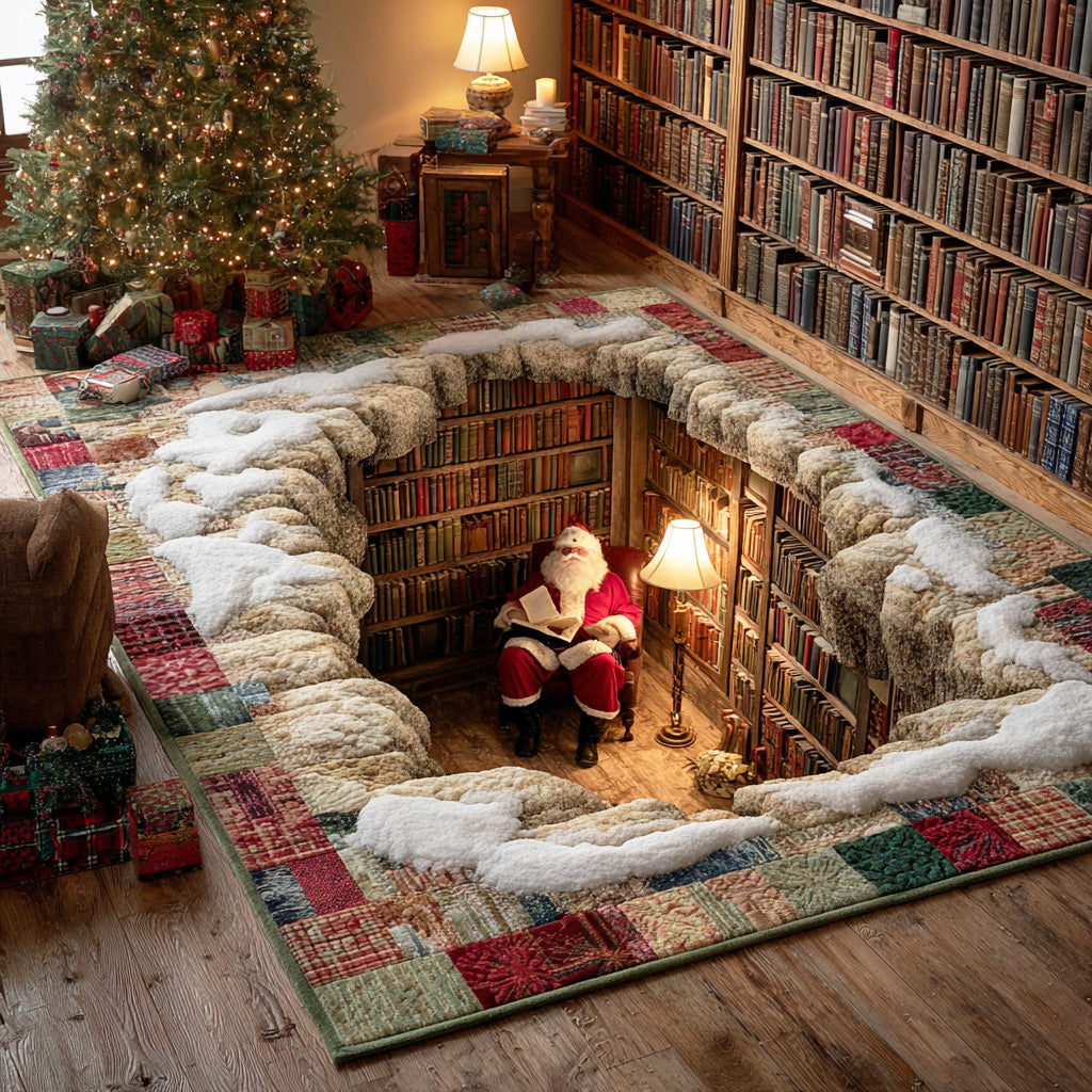 Santa Tales area rug in a living room