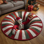 Santa Trapdoor Christmas Round Mat Rug - washable non-slip printed rug