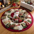 Santa Treasure Christmas Round Mat Rug - washable non-slip printed rug
