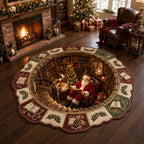 Santa Village Custom Shape Area Rug - Seasonal Design | Die-Cut Non-Slip Rug - washable non-slip printed rug