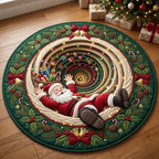 Santa Vortex Round Mat Rug - Seasonal Design | Festive Home Decor - washable non-slip printed rug