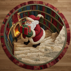 Santa Whisper Round Mat Rug