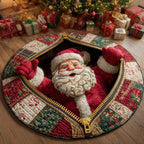Santa Whisper Christmas Round Mat Rug - washable non-slip printed rug