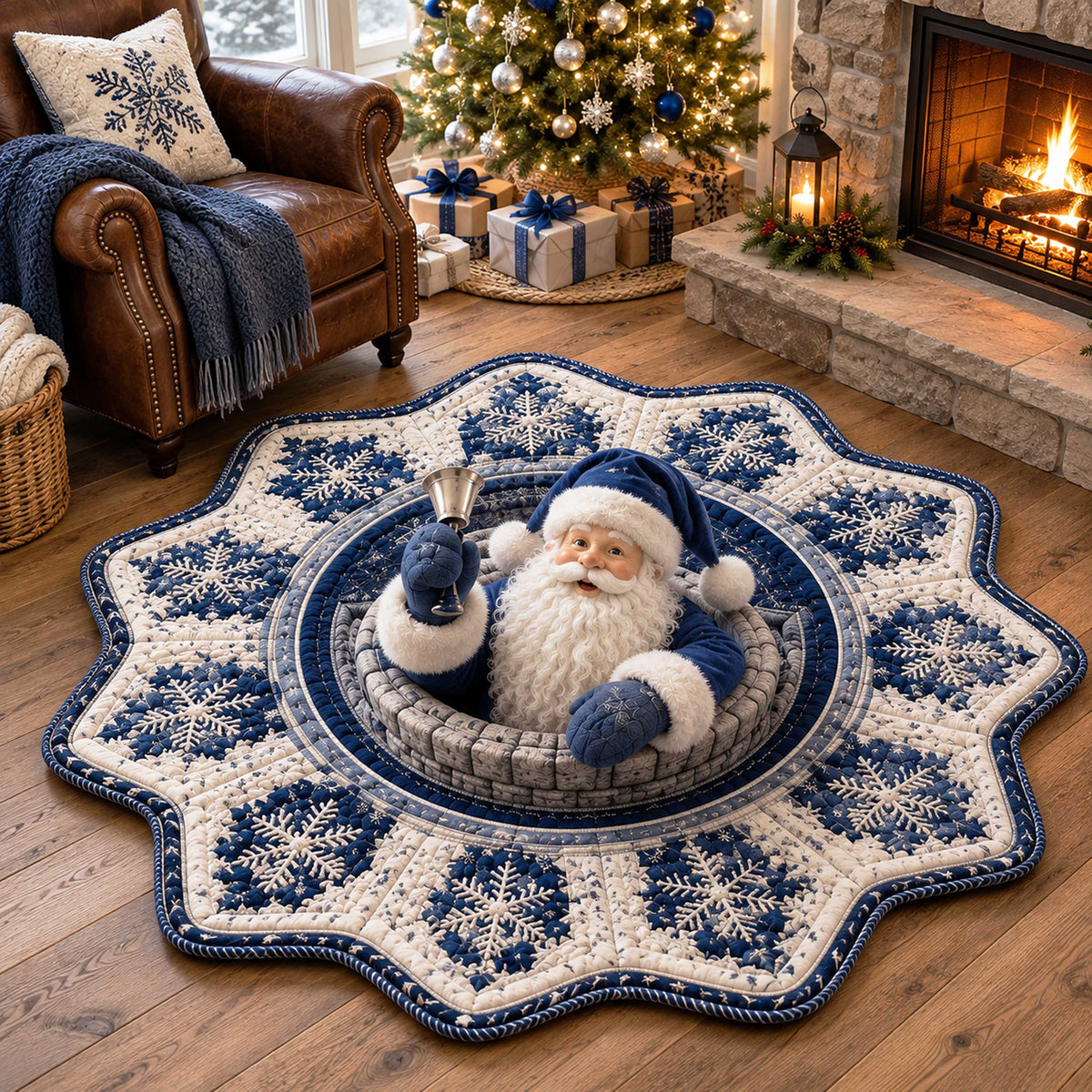 Santa Wishes Custom Shape Area Rug - Seasonal Design | Die-Cut Non-Slip Rug - washable non-slip printed rug