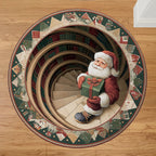 Santa Wonder Christmas Round Mat Rug - washable non-slip printed rug