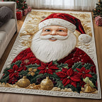 Santa Workshop area rug in a living room