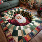 Santa Workshop area rug in a living room