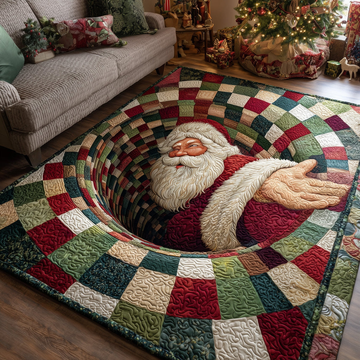 Santa Workshop area rug in a living room
