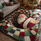 Santa Workshop area rug in a living room