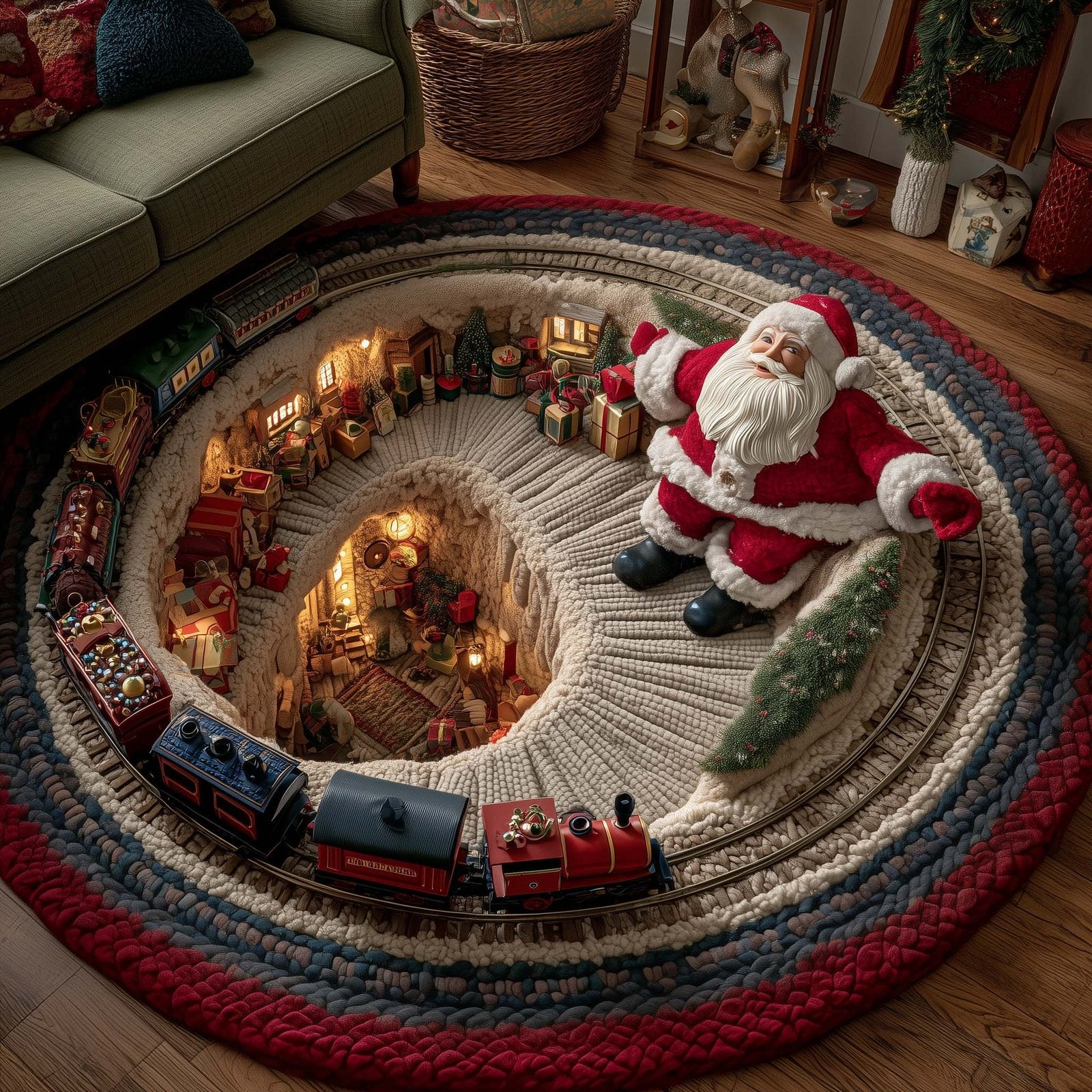 Santa Workshop Round Mat Rug - Nature Design | Serene Home Decor