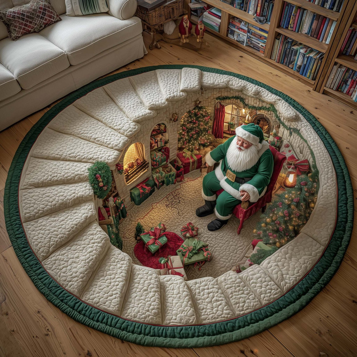 Santa Workshop Round Mat Rug - Nature Design | Serene Home Decor
