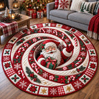 Santa Workshop Round Mat Rug - Seasonal Design | Seasonal Round Floor Mat - washable non-slip printed rug