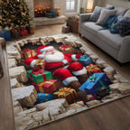 Santa Workshop Wonder area rug in a living room