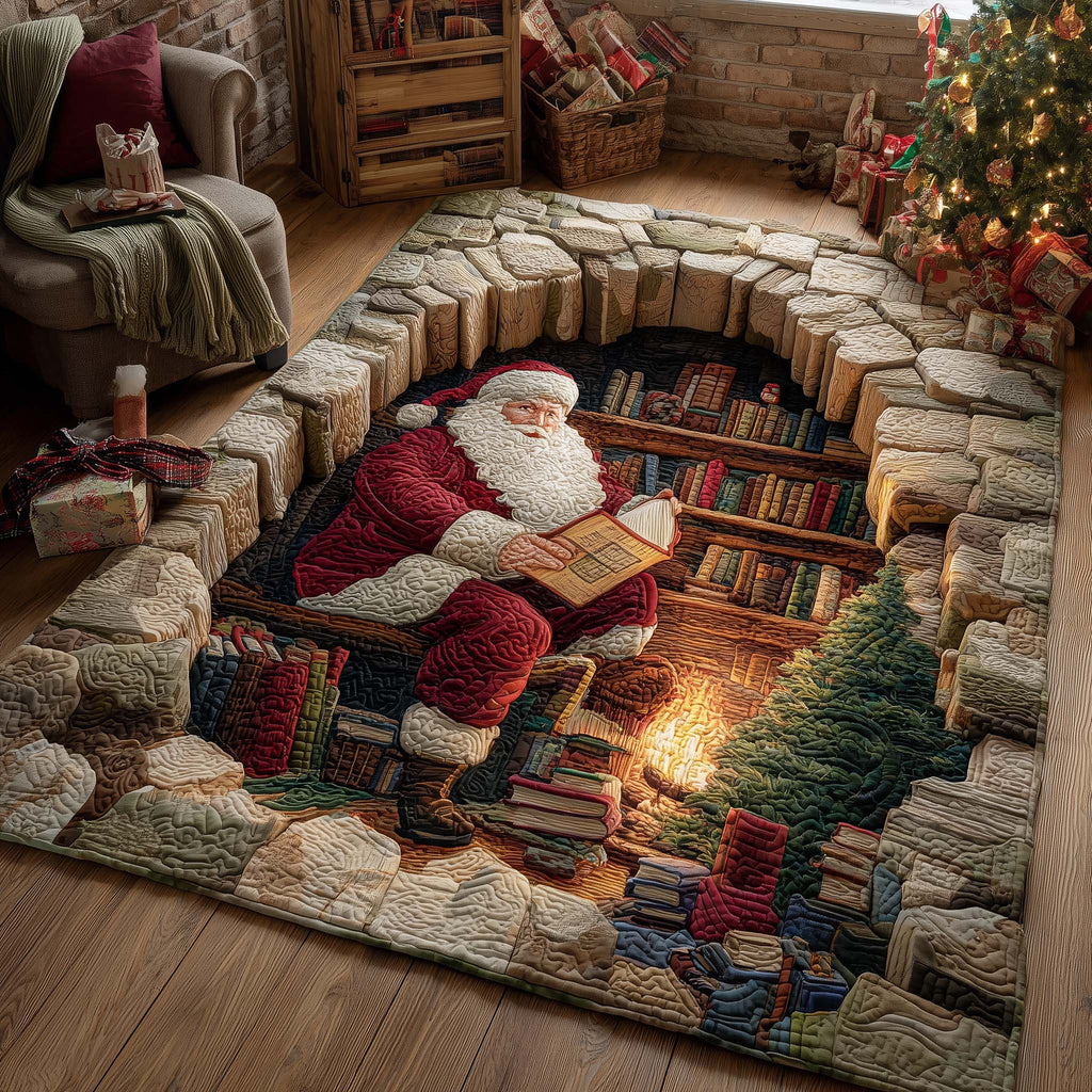 Santa Workshop Wonder area rug in a living room