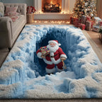 Santa in Frozen Cave area rug in a living room