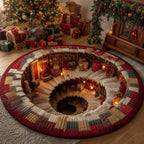 Santa's Gift Spiral Round Mat Rug - Nature Design | Serene Home Decor