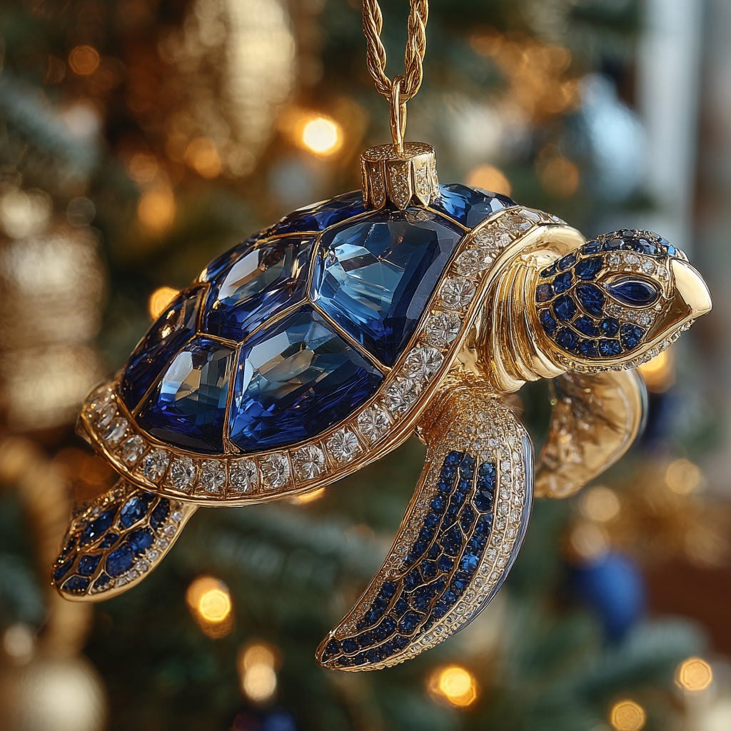 Sapphire Sea Turtle Christmas Ornament