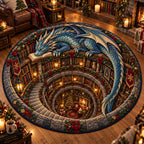 Sapphire Guardian Vortex Round Mat Rug - Nature Design | Serene Home Decor - washable non-slip printed rug