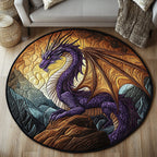 Sapphire Scales Round Mat Rug - washable non-slip printed rug