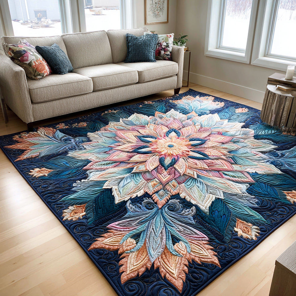 Sapphire Sunwheel area rug in a living room