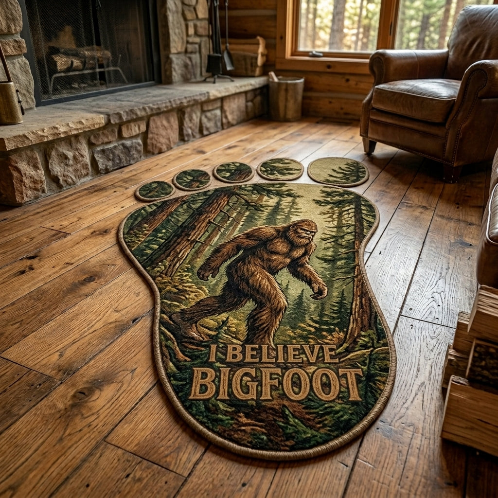 Sasquatch Ridge Custom Shape Area Rug - Nature Design | Die-Cut Non-Slip Rug - washable non-slip printed rug