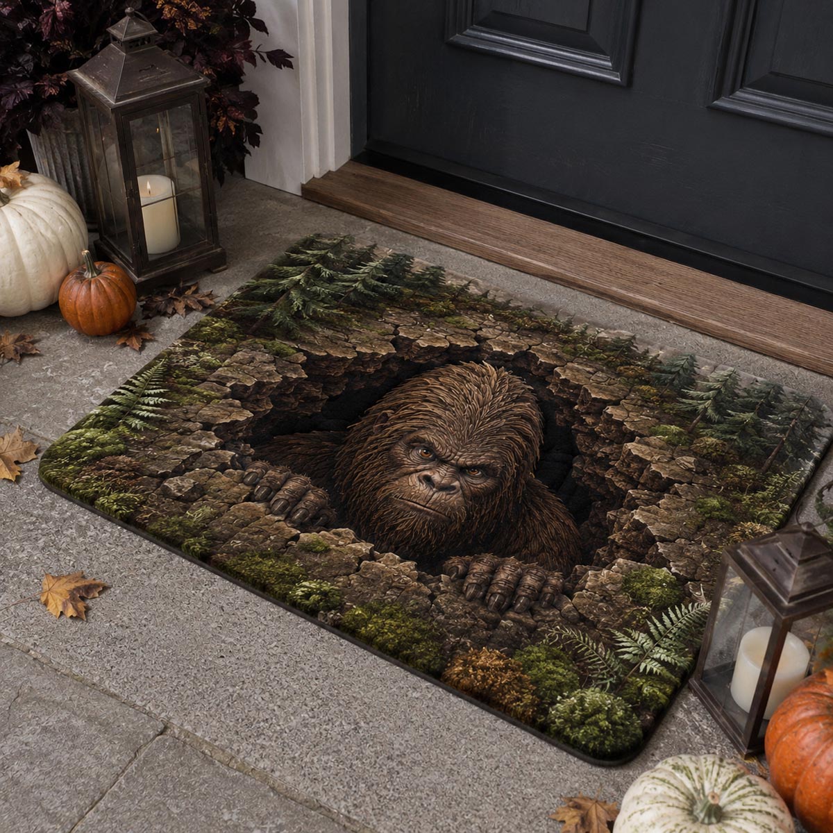 Sasquatch Rift Doormat - Nature Design | Printed Welcome Doormat - washable non-slip printed rug