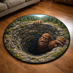 Sasquatch Trail (Design 6) Round Mat Rug - washable non-slip printed rug