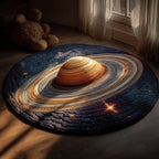 Saturn Dreamscape Round Mat Rug - washable non-slip printed rug