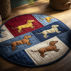 Sausage Dogs Round Mat Rug - washable non-slip printed rug