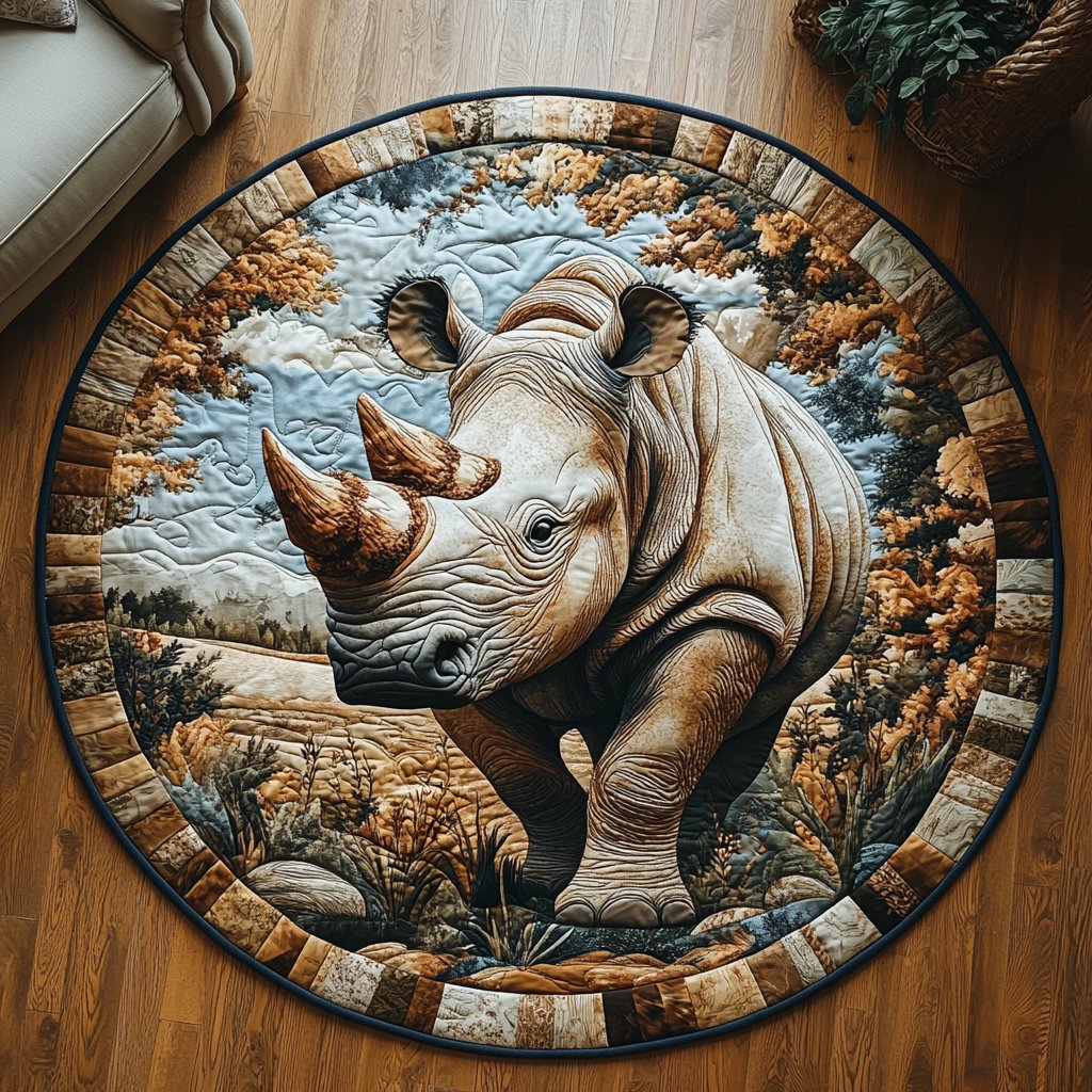 Savanna Guardian Round Mat Rug - washable non-slip printed rug