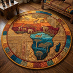 Savanna Tapestry Round Mat Rug - washable non-slip printed rug