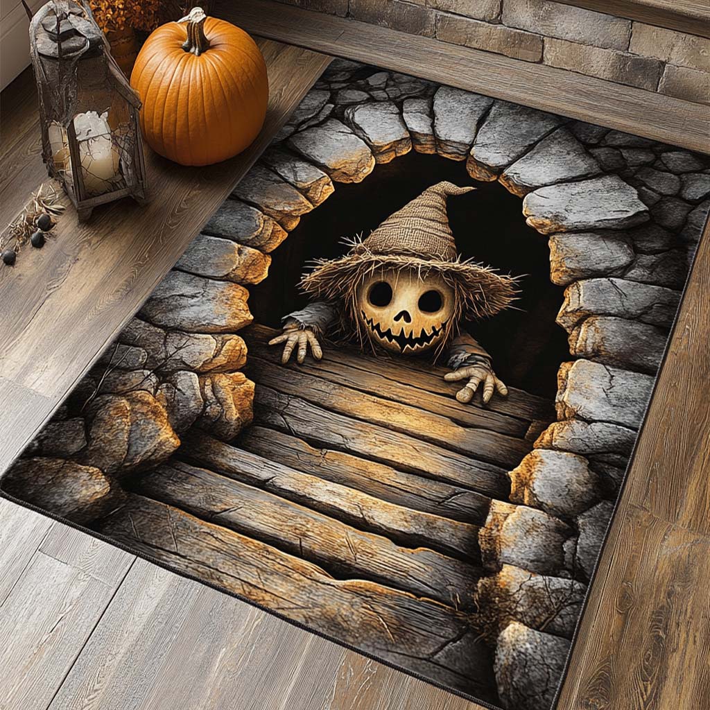 Scarecrow Jack area rug in a living room