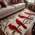 Scarlet Cardinal area rug in a living room