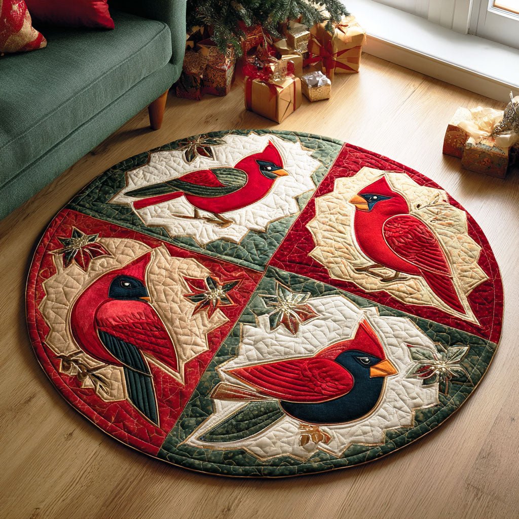 Scarlet Cardinal Round Mat Rug - washable non-slip printed rug