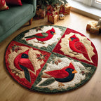 Scarlet Cardinal Round Mat Rug - washable non-slip printed rug