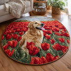 Scarlet Fields Round Mat Rug - washable non-slip printed rug