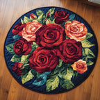 Scarlet Grace Round Mat Rug - washable non-slip printed rug