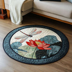 Scarlet Harmony Round Mat Rug - washable non-slip printed rug
