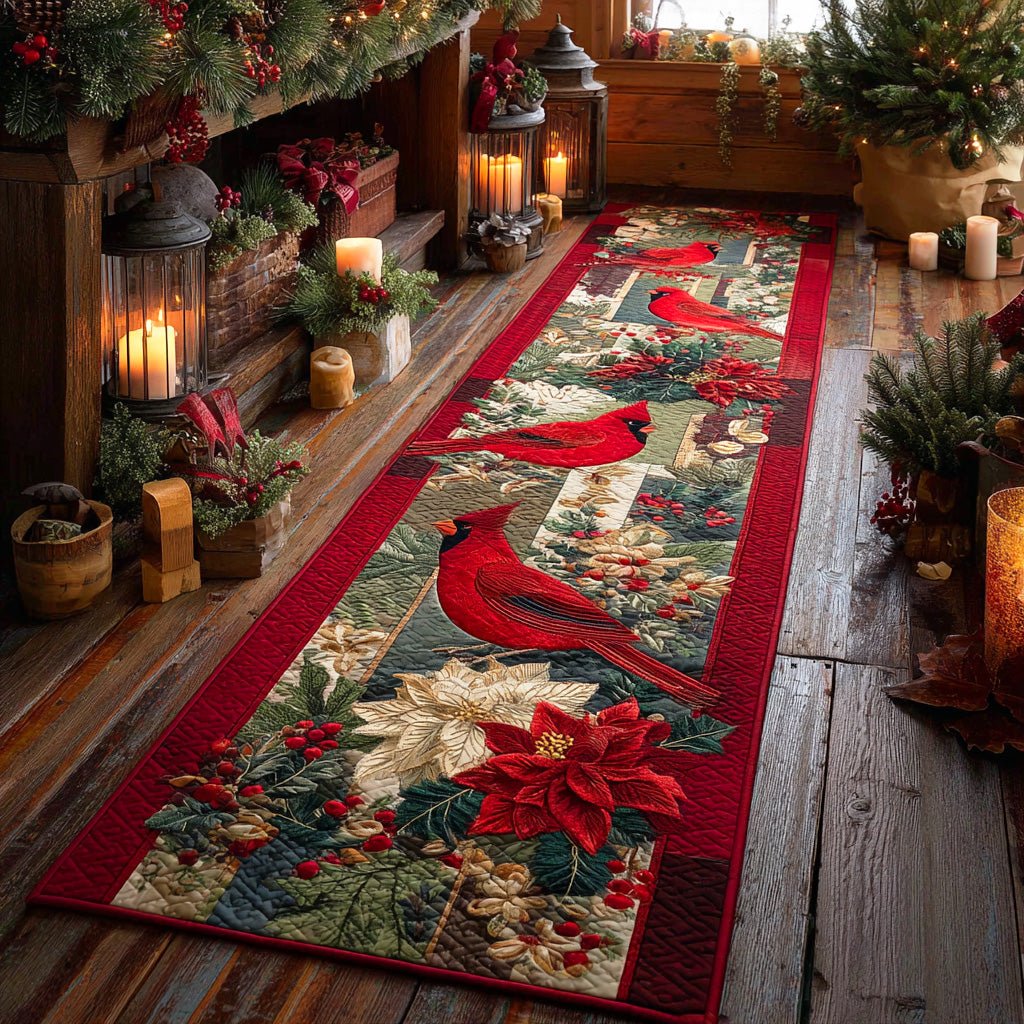 Scarlet Winter Song Runner Carpet Runner Rug - Cute Pet Design | Animal Printed Runner Rug