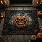 Scary Pumpkin Halloween Doormat - Seasonal Holiday Design | Printed Welcome Doormat