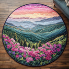 Scenic View Round Mat Rug - washable non-slip printed rug